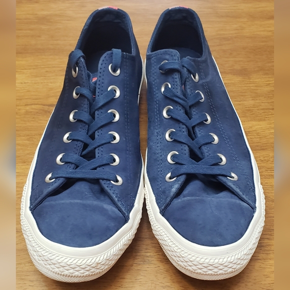 Converse All Star Blue Suede Like Sneakers M-7.5 / W-9.5 Red On Tongue And Back - Picture 4 of 9